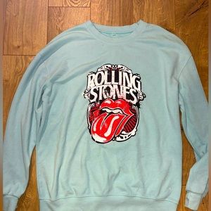 Blue Vintage look rolling stones crew neck